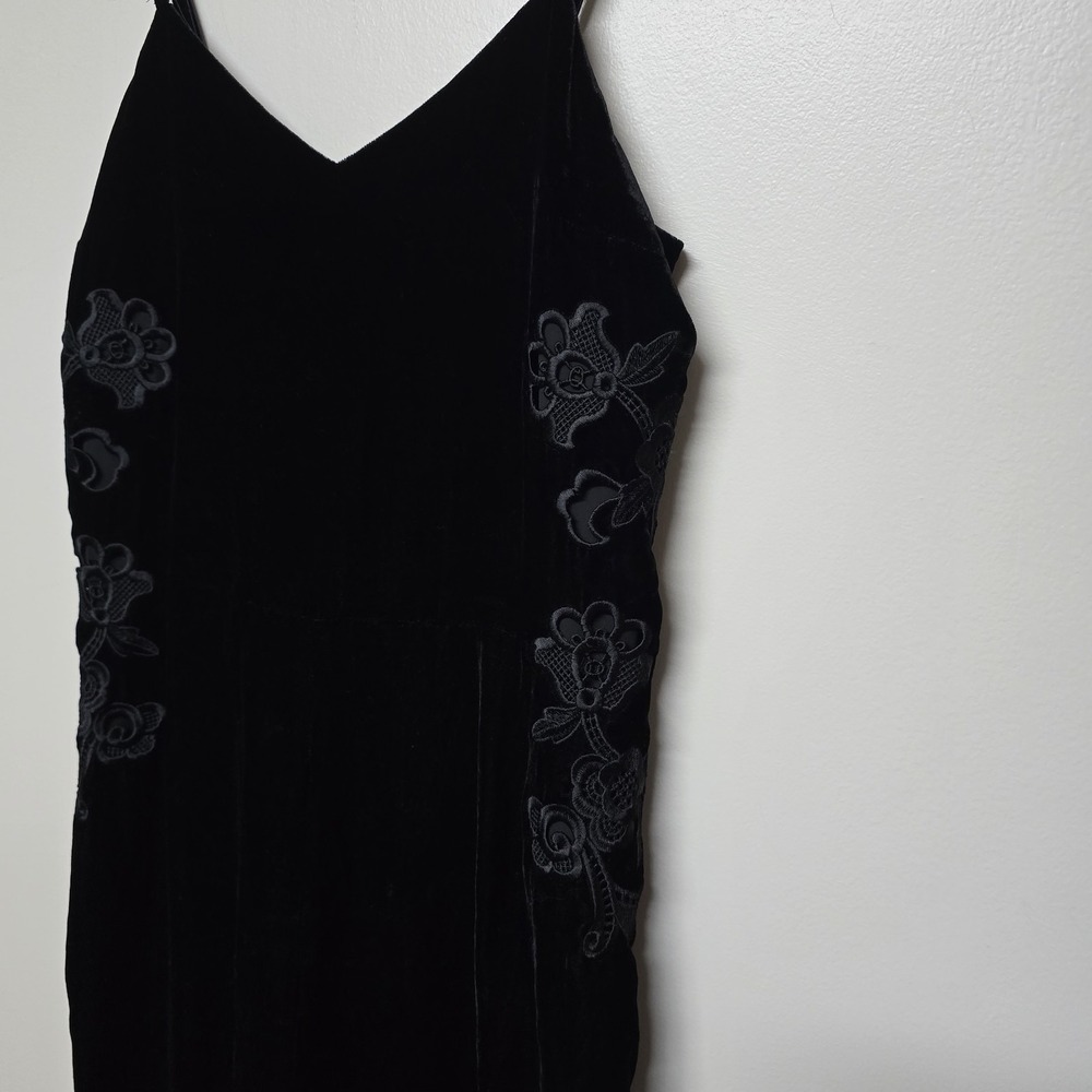 Sandro Paris Emilia Lace-Embroidered Straight-Leg Velour Jumpsuit US S/FR38 $445 - Picture 4 of 11